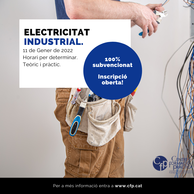 ⚡Començem l'any amb xispa⚡️

Al Centre de Formació Pràctica començem l'any amb el curs d'electricitat industrial.

Curs teòric i pràctic!

Per a més informació cfp.cat o bè 93 875 72 79.