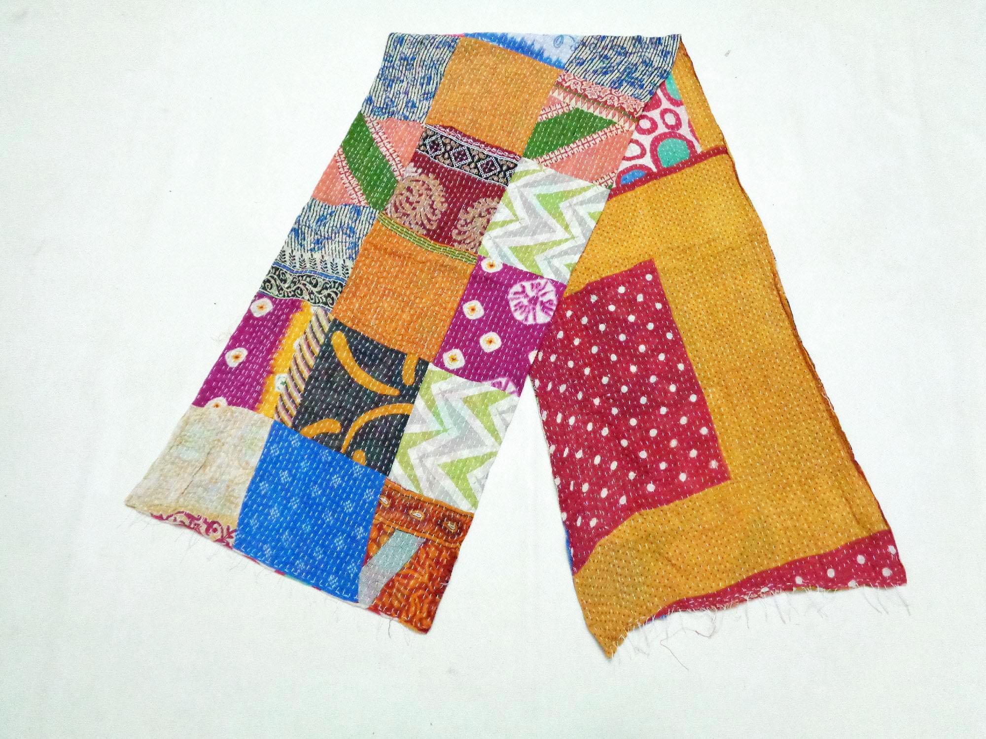 Cotton Scarf and Stole Indian Antique Hand Nakshi Kantha Work Embroidery SU23