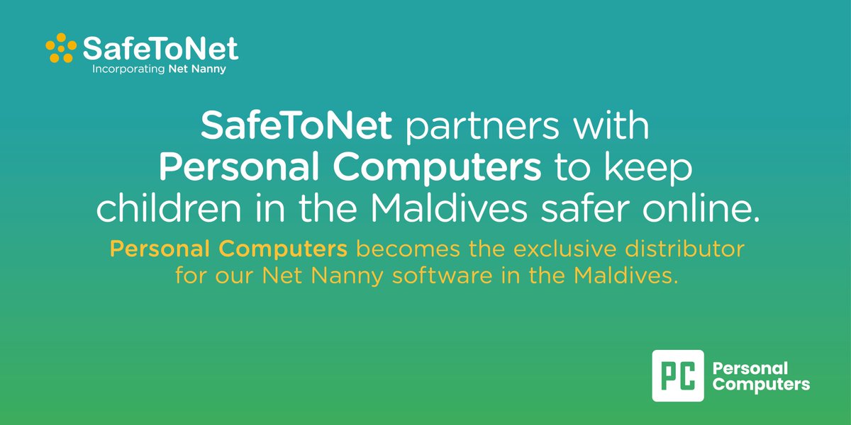 SafeToNet's tweet photo. We are excited to announce our partnership with @pcMaldives. Personal Computers is the largest and most trusted ICT vendor &amp; solutions provider in the region. Going forward, Personal Computers will be the exclusive distributor for our Net Nanny. Read more: https://t.co/C8AfqRhyiz https://t.co/mJAbxdv6xO