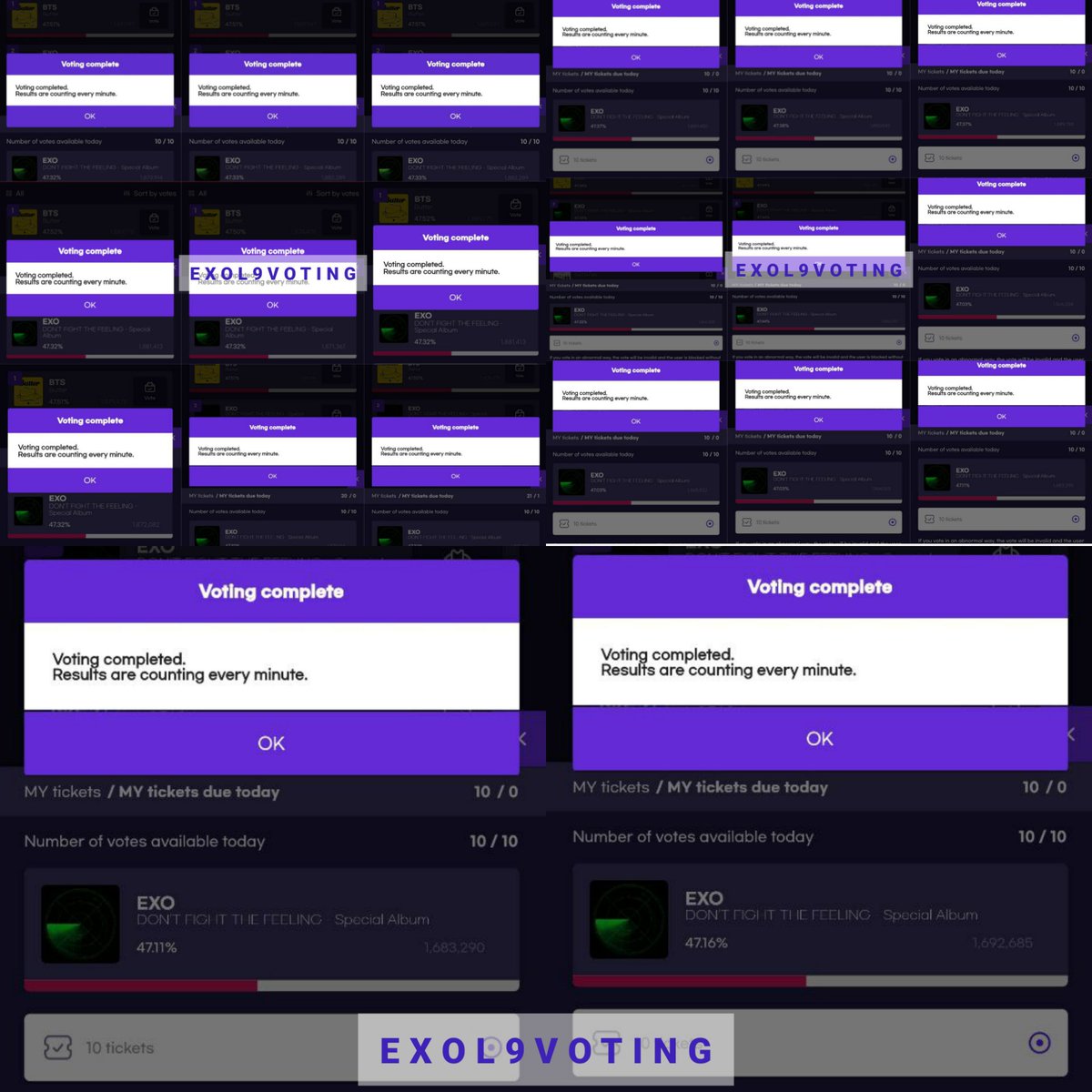 EXOLVOTING_'s tweet photo. طی سومین مس ووتینگمون ، تیم موفق شد در رای گیری SMA در مجموع 950 رای در بخش K-Wave برای EXO به ثبت برسونه💜

ممنون که کنار تیم بودین. لطفا به همراهیتون ادامه بدین

#EXOLsVoteOnSMA #EXO #엑소 #DONT_FIGHT_THE_FEELING @weareoneEXO @layzhang @B_hundred_Hyun https://t.co/VRztrDAUnE