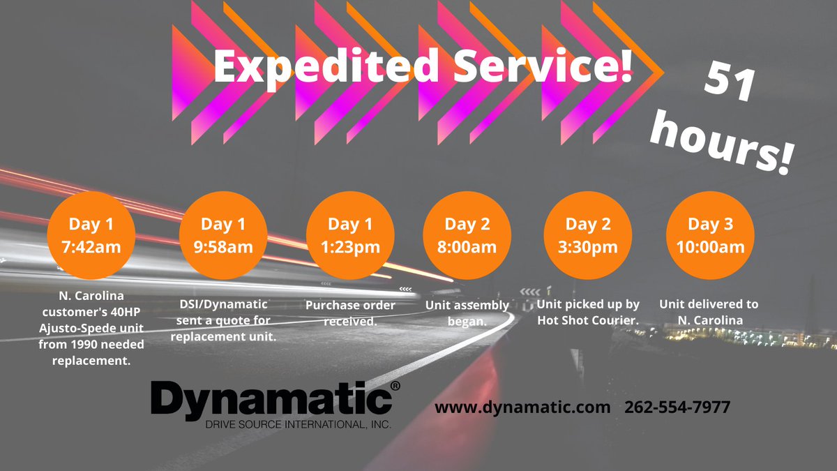 DynamaticOEM's tweet photo. We did it again! 

A customer needed a replacement unit for a stamping press that went down. They asked, we provided! We got them up and running within 51 hours.

#expeditedservice #customerservice #eddycurrent #variablespeeddrives #dynamatic https://t.co/FwCUPiEx2U