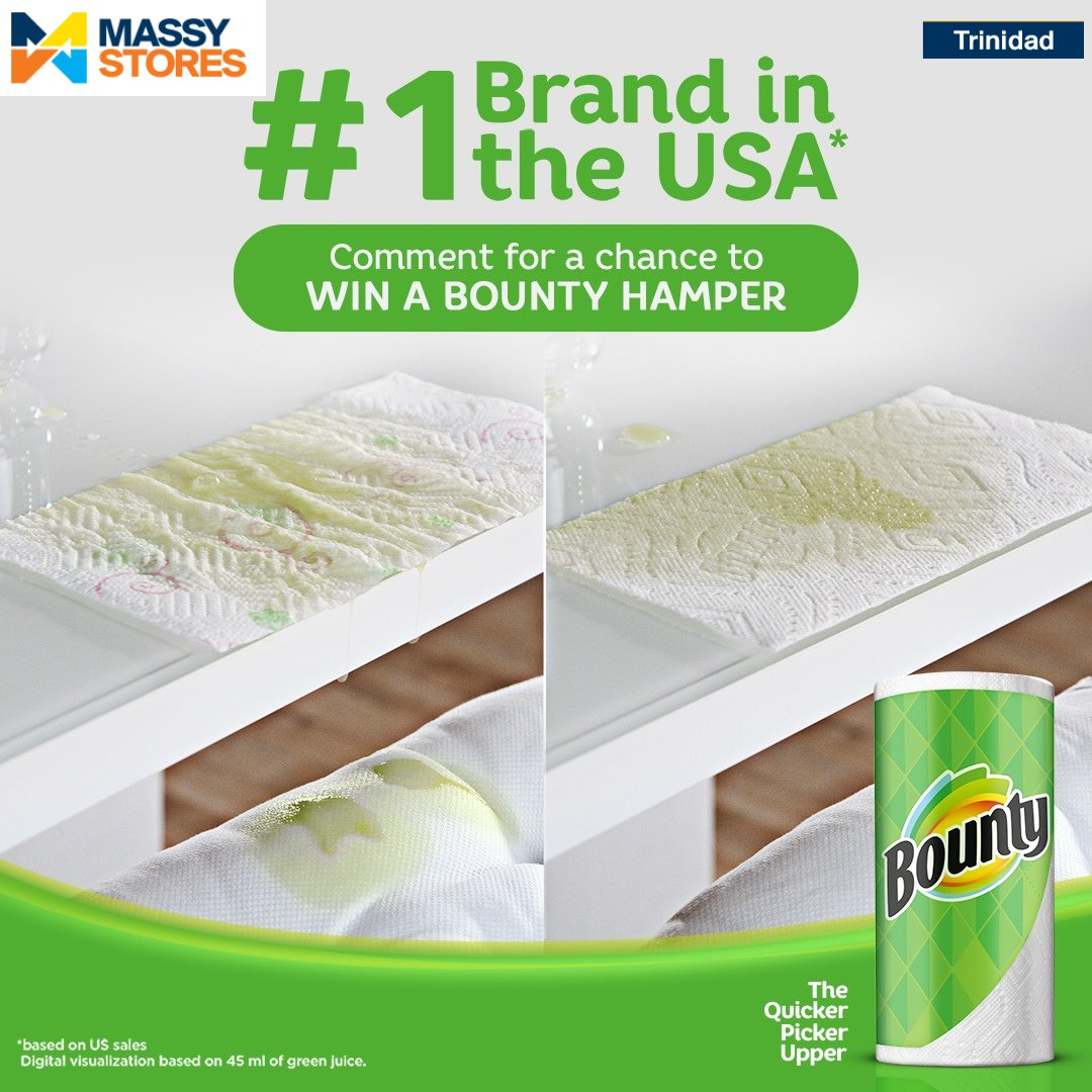 massystorestt's tweet photo. Giveaway! Comment to πWIN a Bounty Hamper valued at $500! Tell us how you are using Bounty Paper Towels to clean up this πChristmas Season #QuickerPickerUpper https://t.co/q6GjOPrmIM