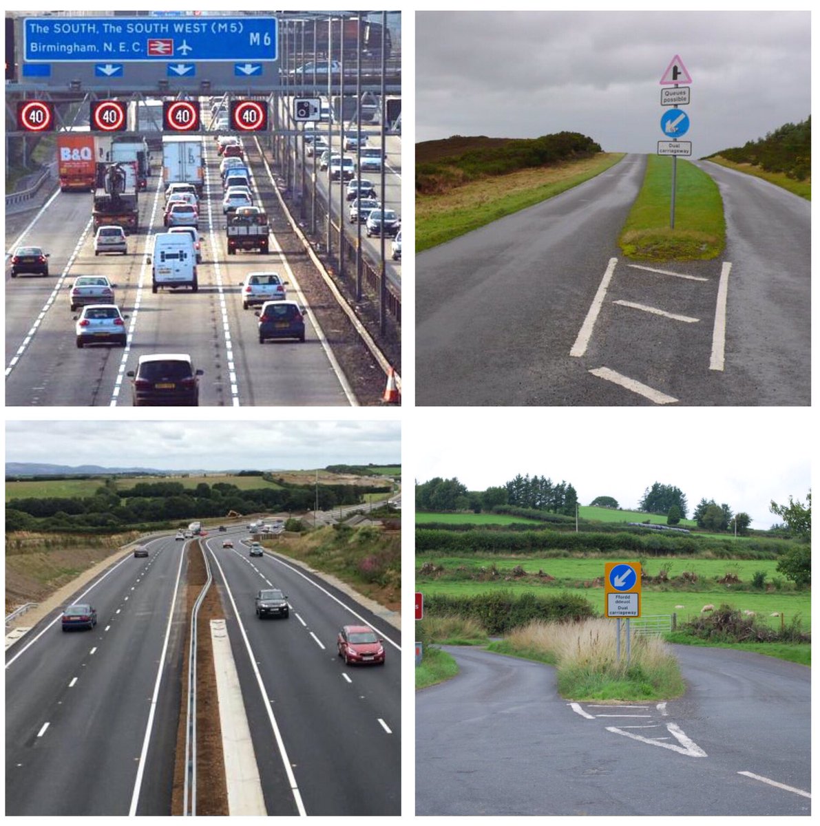SimonWickers's tweet photo. Once again, all these roads are dual carriageways!  The word ‘dual’ refers to the number of carriageways, not lanes. 

Unless signs or signals show otherwise, the speed limit on all of these is 70mph. 

Oh, and the one that is safest generates by far the most media attention. https://t.co/zWALTTXTYq