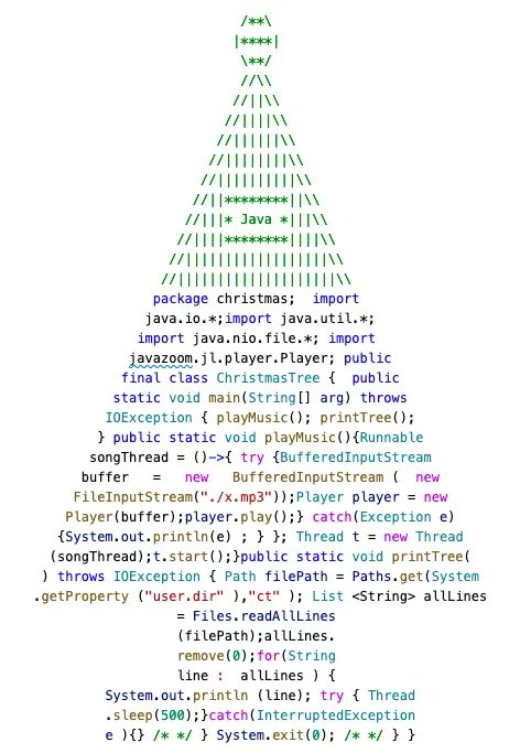 myfear's tweet photo. Java-Christmas-Tree: Singing #Christmas Tree, implemented in #Java. https://t.co/NBOWeQ6oCg < Thank you @milendyankov! Merry Christmas to you,too 🎄 https://t.co/u3rjr9WuDJ