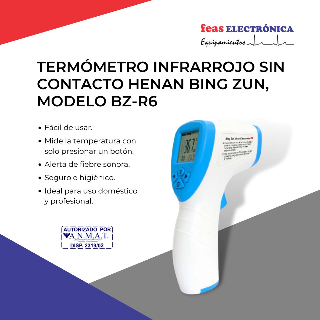 Termómetro Infrarrojo sin contacto Henan Bing Zun, modelo BZ-R6

Información, precio, manual de uso y certificado ANMAT en:
feaselectronica.com.ar/r/KYJ

#EquipamientoMedico #FeasElectronica #termometro #termometroinfrarrojo #covid #salud #medicina