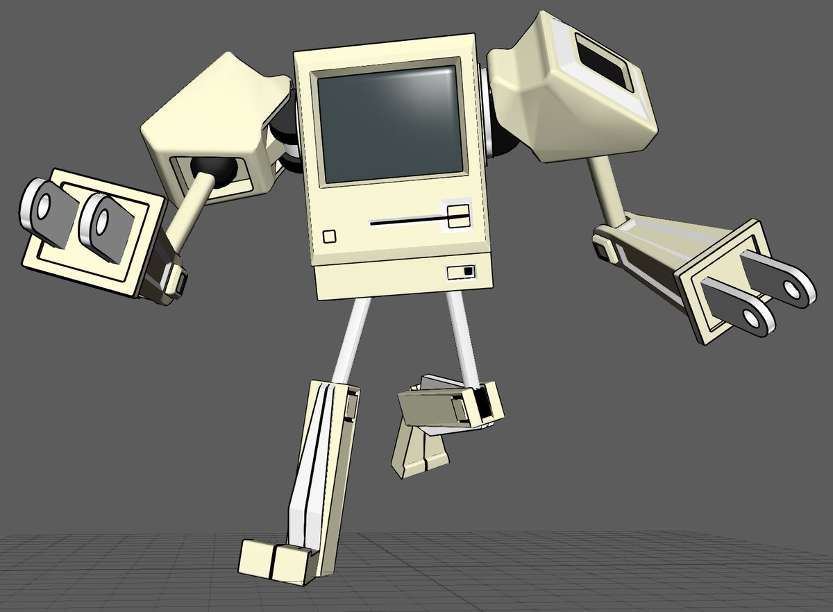 RaySober's tweet photo. j'ai fais un robot Apple Macintosh voila bonne fรชtes !! #3d #mayasoftware https://t.co/fOaK9xjq0d