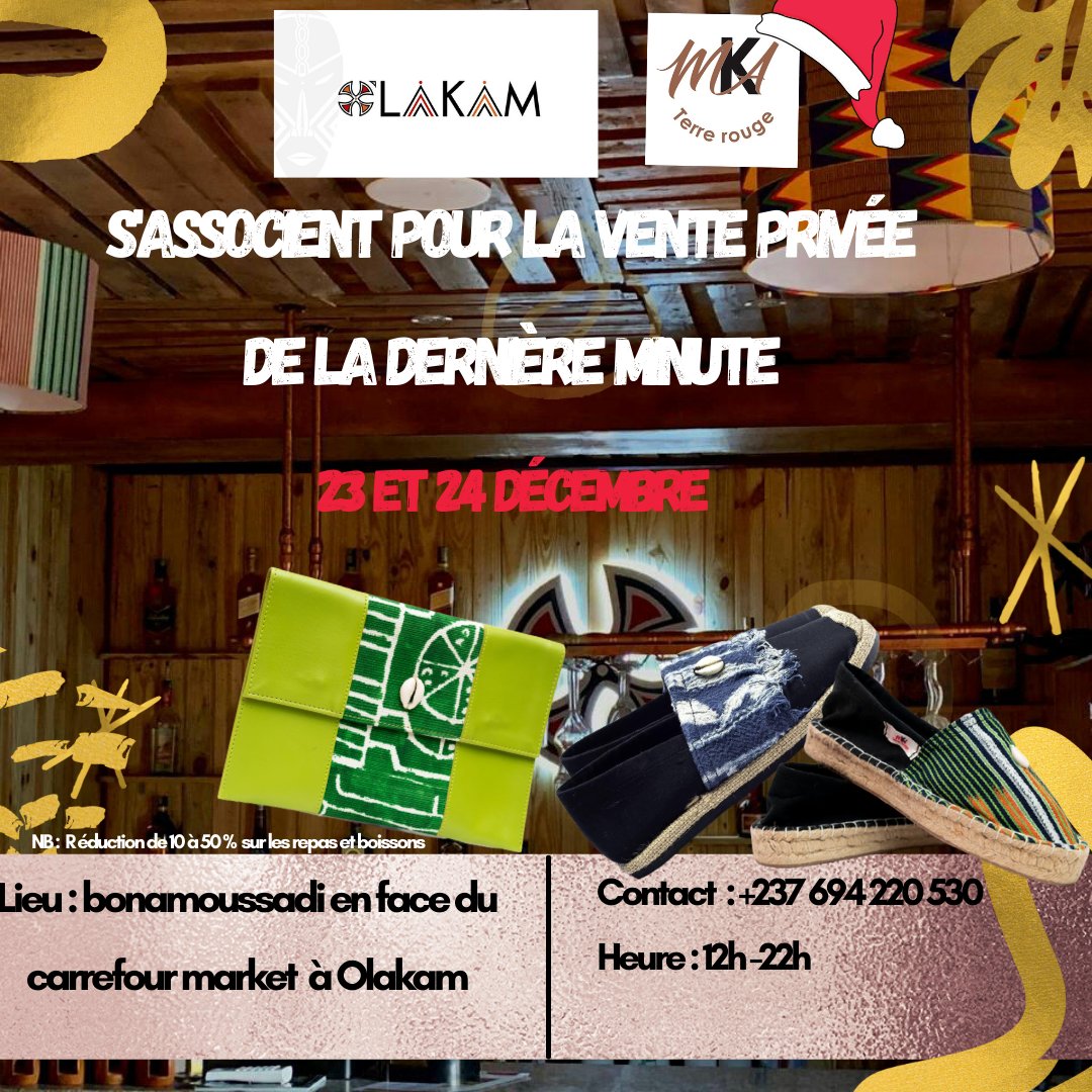 PamTakam's tweet photo. 🔊🔊🔊Habitants de #Douala5 Bon je dépose ça ici !
Par @MkaTerreRouge et #Olakam
Nb : Réduction de 10 à 50 % sur vos repas et boissons à chaque achat. https://t.co/nwVBQ4J27H