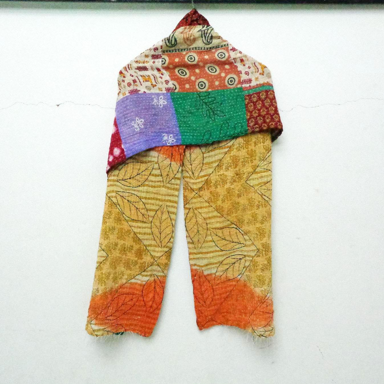 Soft Cotton Kantha Neck Wrap Reversible Neckerchief Bohemian Veil Headband Scarf SU39