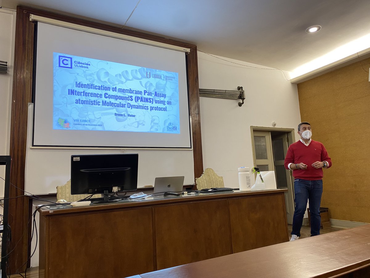 3D-Bioinfo-PT (@3dbioinfopt) on Twitter photo After lunch, <a href="/bvictor13/">Bruno Victor</a> talked to us about "Identification of membrane Pan-Assay INterference CompoundS (PAINS) using an atomistic Molecular Dynamics protocol".
#EJIBCE21 After lunch, <a href="/bvictor13/">Bruno Victor</a> talked to us about "Identification of membrane Pan-Assay INterference CompoundS (PAINS) using an atomistic Molecular Dynamics protocol".
#EJIBCE21