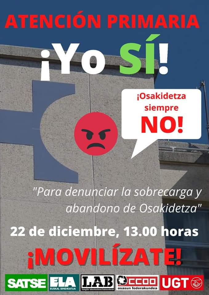 ¡ESTE MIÉRCOLES A LA CALLE A DEFENDER LA SANIDAD PÚBLICA Y NUESTRA SALUD!

❌ ES UN DESASTRE LA MALA GESTIÓN Y LA FALTA DE PLANIFICACIÓN EN OSAKIDETZA:
