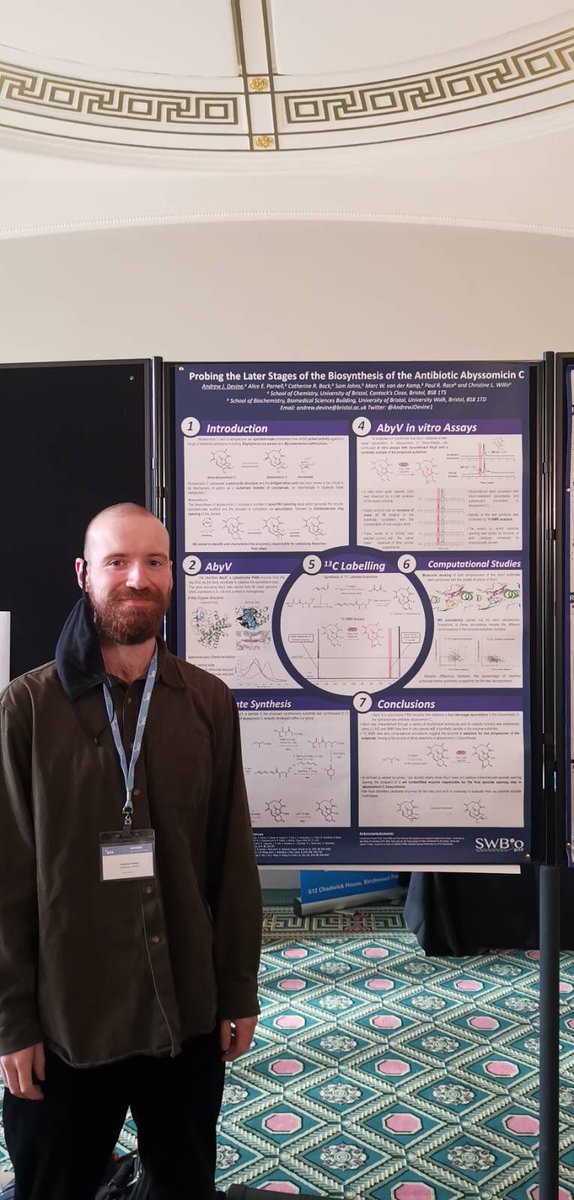 For day 20 of the #WillisAdventCalendar we congratulate <a href="/AndrewJDevine1/">Andrew Devine</a> on a great year! He won prizes for his posters on abyssomicin biosynthesis at @RSC_CBBG forum, RSC Directing Biosynthesis, <a href="/SWBio_DTP/">SWBio DTP</a> annual conference and the <a href="/RoySocChem/">Royal Society of Chemistry</a> Organic Division Poster Symposium🎉
