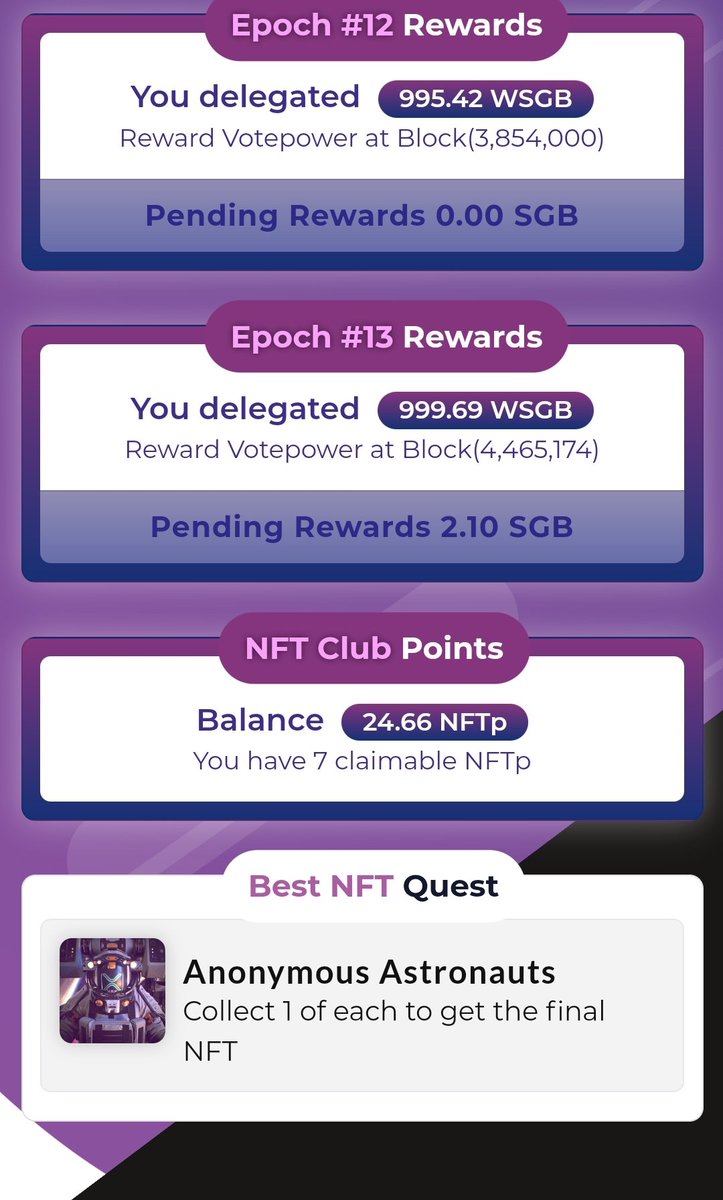 iMcryptoED's tweet photo. @BestFtso @XRPtothemars Had 990+ delegated but only got 7 nftp from the previous epoch which was rewarded this past saturday https://t.co/2kD83XC2FX