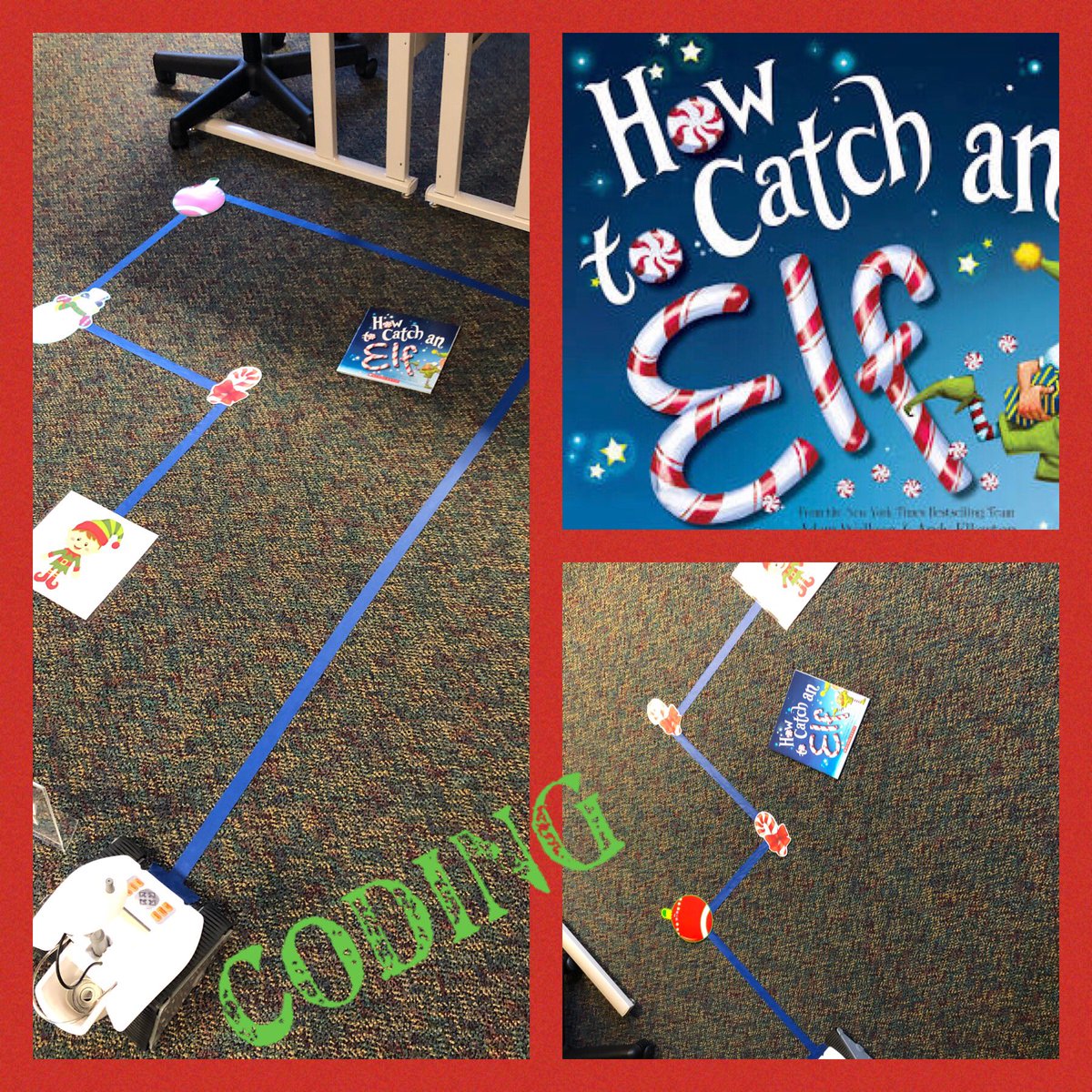 drexler_n's tweet photo. Coding - Learners are having a BLaSt trying to catch their elf by coding! Use any type of bot your school may have - Rovers, Spheros, BeeBots (use mats), Dash - watch your learners strategize and use teamwork to complete a task! #HSDConnect https://t.co/zh3QggFTmb