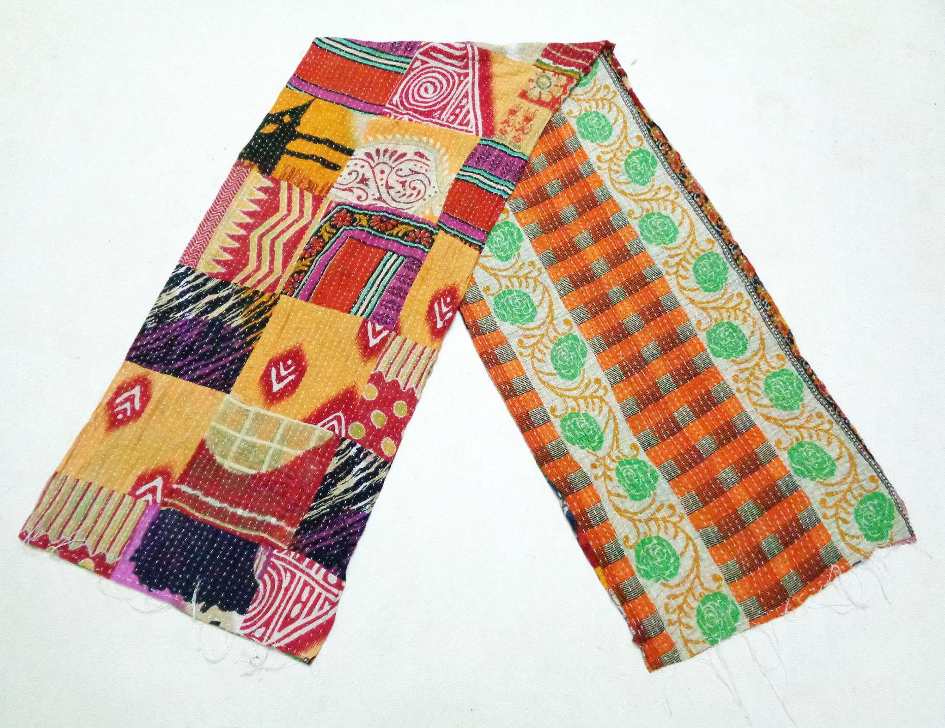 Cotton Kantha Scarf Neck Wrap Stole Dupatta Stitched Embroidered Scarf Veil   SU42