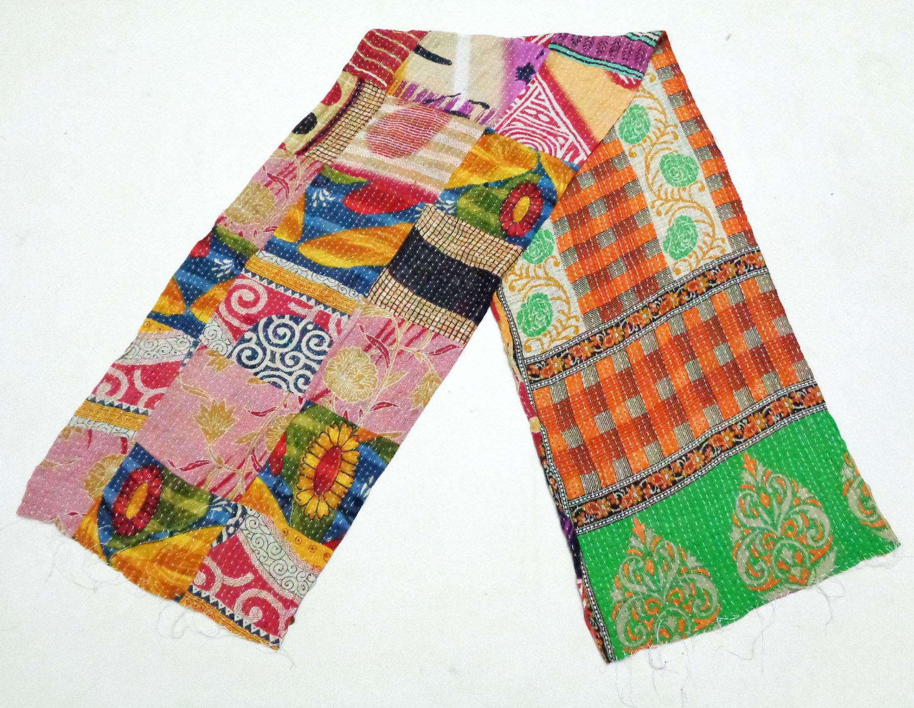 Cotton Kantha Scarf Neck Wrap Stole Dupatta Stitched Embroidered Scarf Veil   SU42