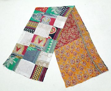 Vintage Dupatta Long Stole Cotton patchwork Hand Embroidered Kantha Scarves SU47