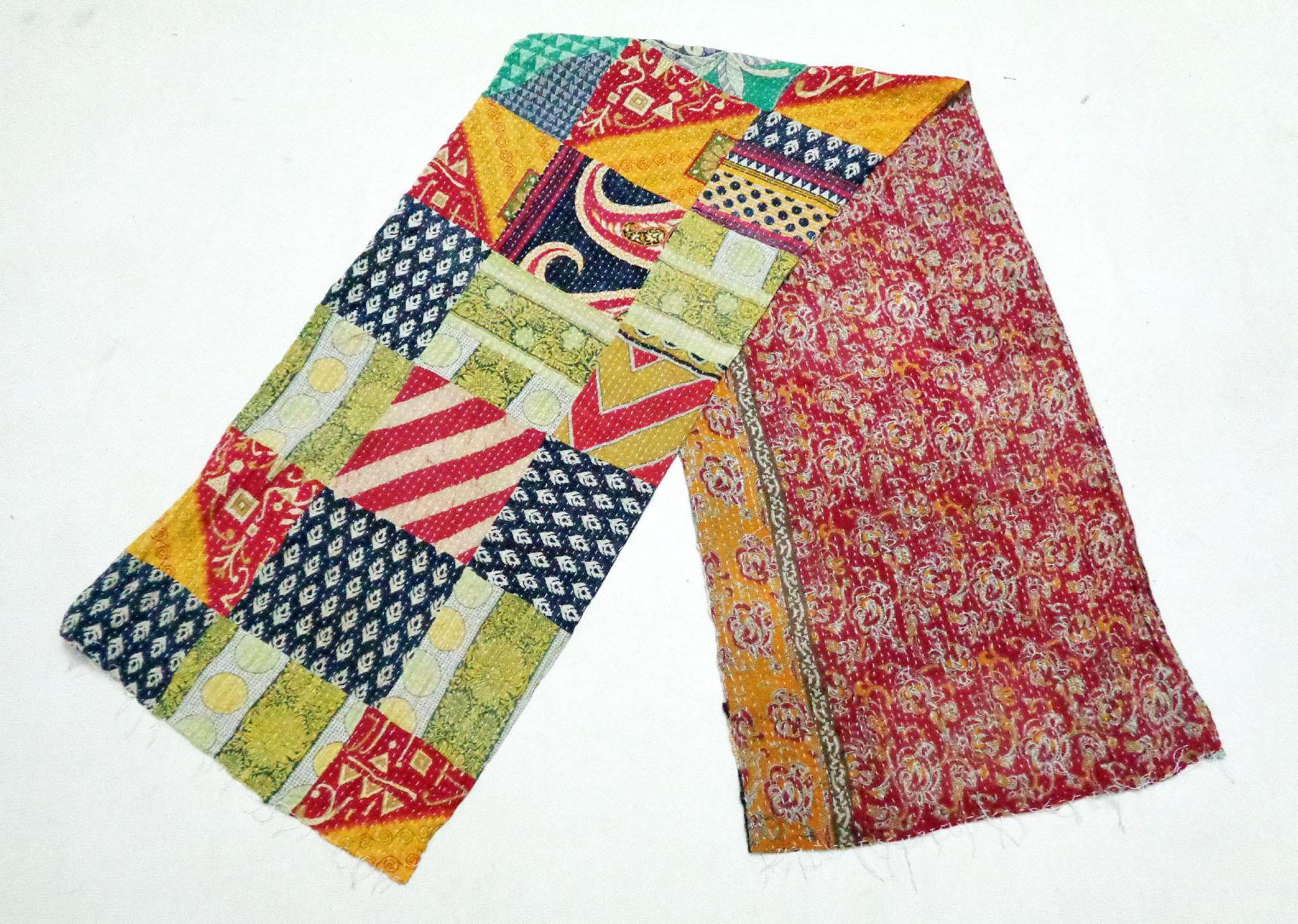 Vintage Dupatta Long Stole Cotton patchwork Hand Embroidered Kantha Scarves SU47