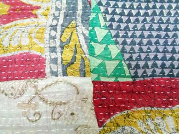 Vintage Dupatta Long Stole Cotton patchwork Hand Embroidered Kantha Scarves SU47