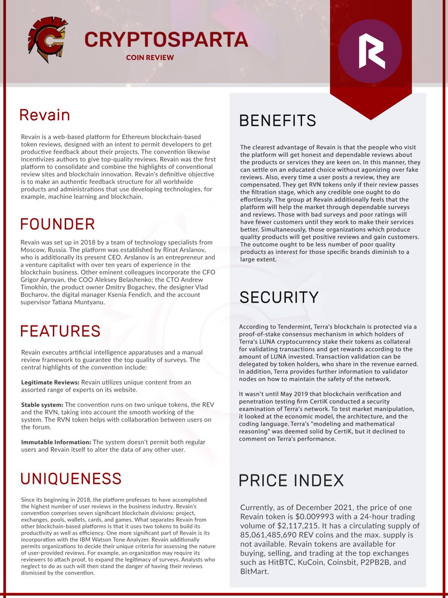 Cryptospartallc's tweet photo. Did you know Revain was the first platform to consolidate and combine the highlights of conventional review sites and blockchain innovation?

Here's a beginner's guide to Revain.
https://t.co/RYnzdfb7XM
#Crypto #cryptocurrency #Revain #Coinreview https://t.co/JSk33G1yYK