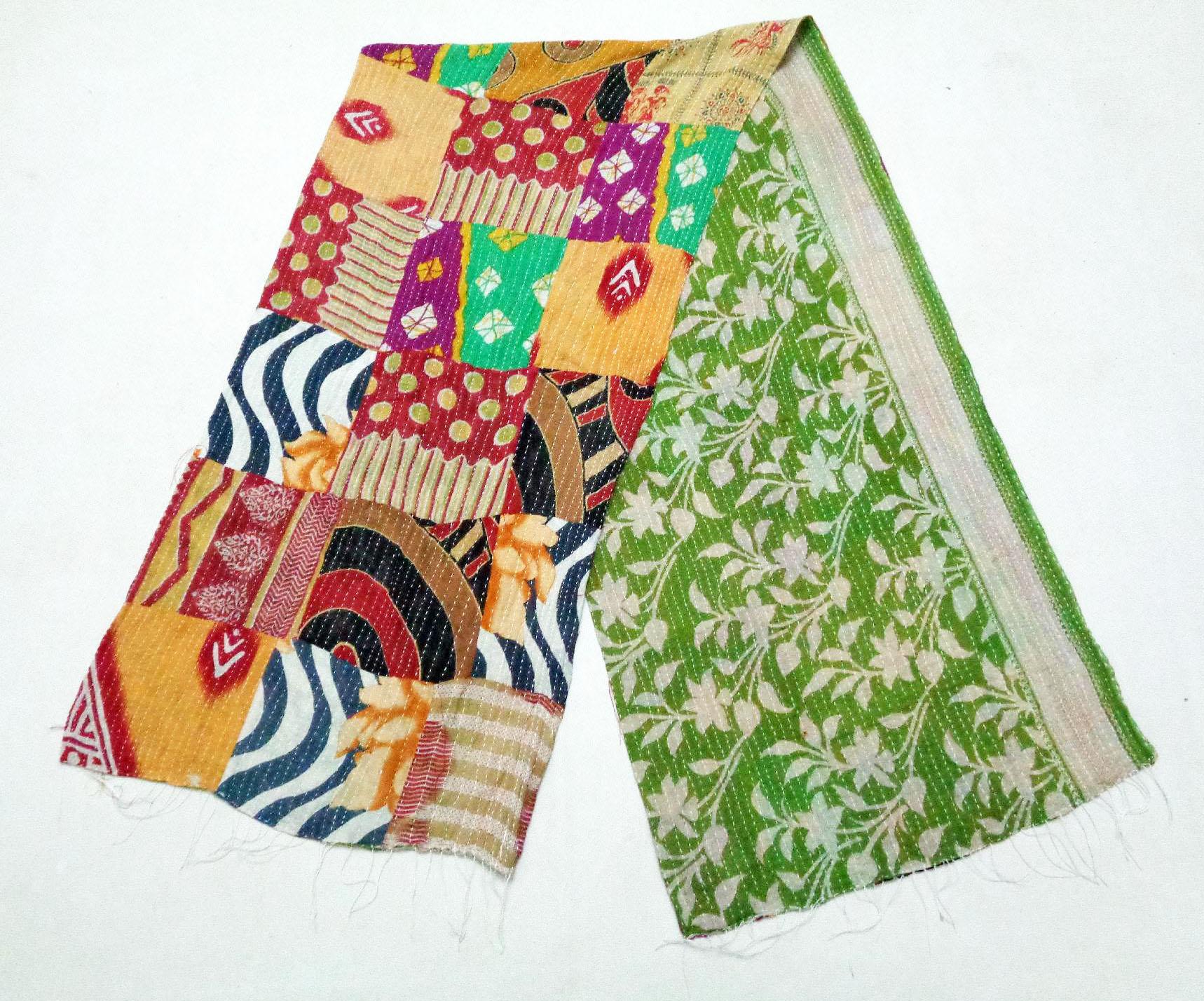 Cotton Kantha Scarf Vintage Neck Wrap Stole Dupatta Hand Quilted Women Bandanas SU51