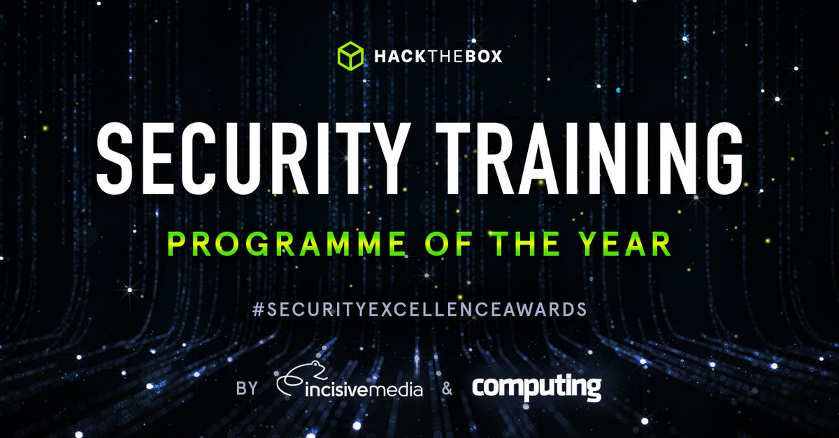 hackthebox_eu's tweet photo. 🏆 #HackTheBox has been named awarded 'Security Training Programme of the Year' at the 2021 Security Excellence Awards from @Computing_News! https://t.co/cRoDbJjjWM