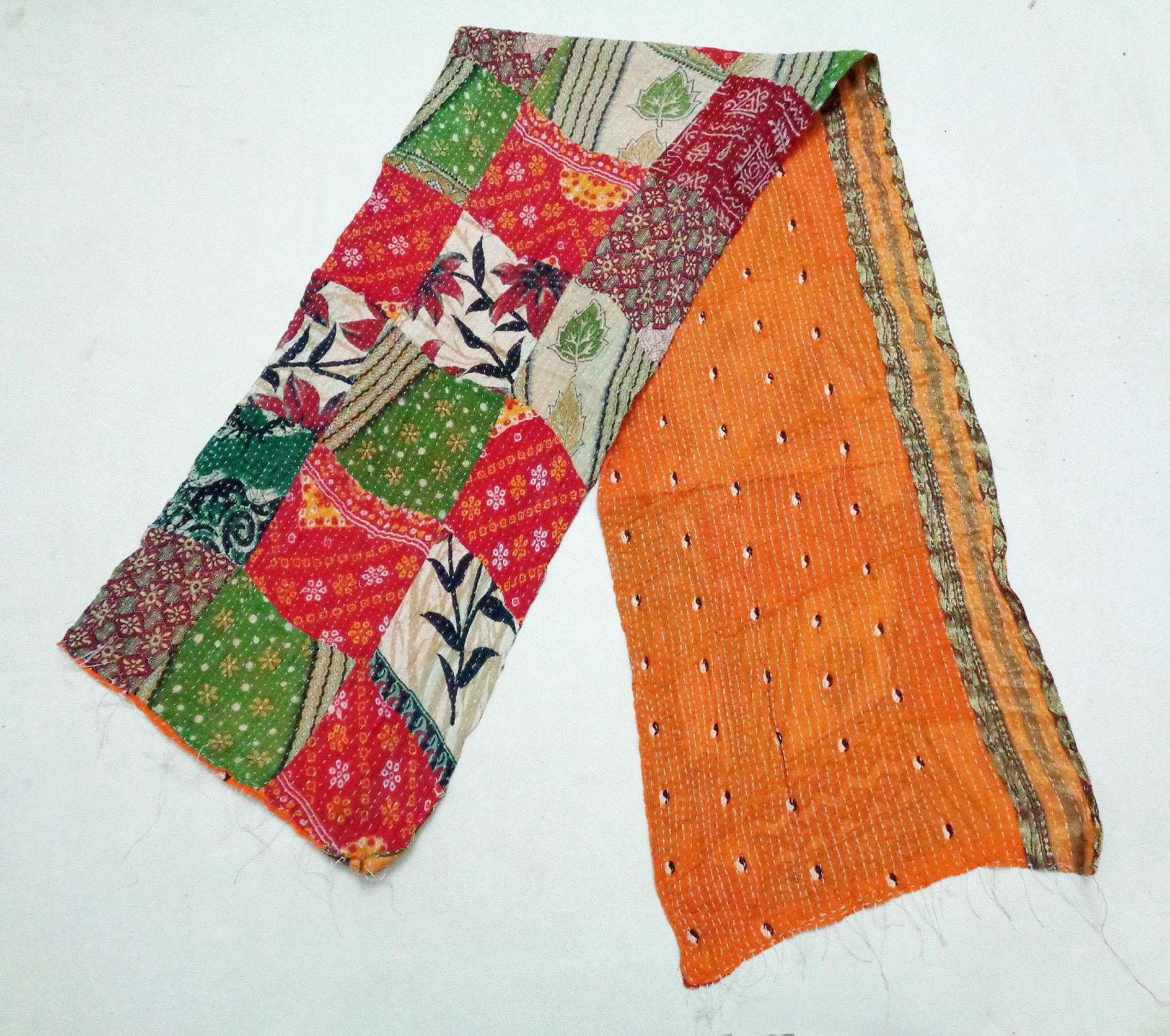 Vintage Kantha Scarf Cotton Bandana Sew Long Reversible Scarf Hijab Scarves SU75