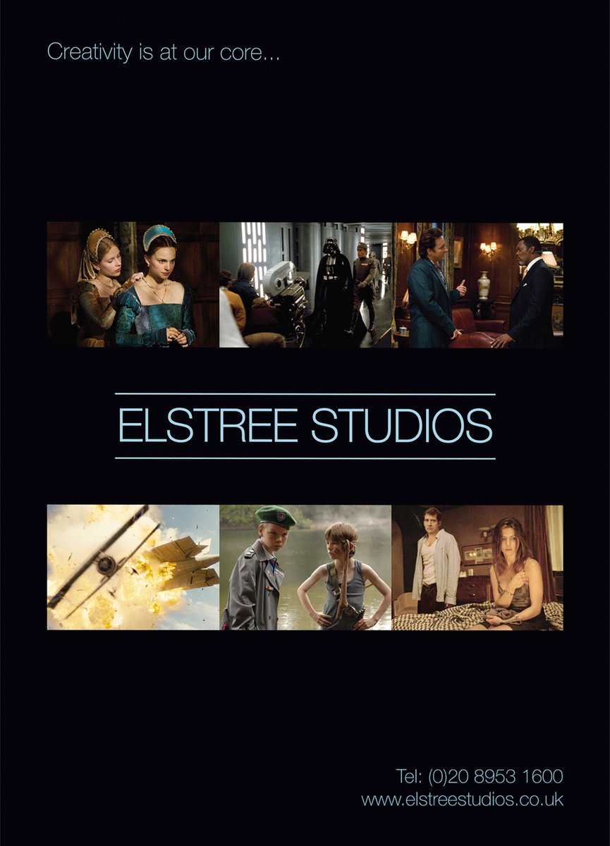 dfonedesign's tweet photo. Elstree Studios is where iconic movies like The Shining, Star Wars and Indiana Jones were made. Recently productions like The Other Boleyn Girl, the King's Speech or The Crown have also been filmed here. I designed this advert to promote Elstree Studios. #advertisingdesign https://t.co/UbW5GiFsm9