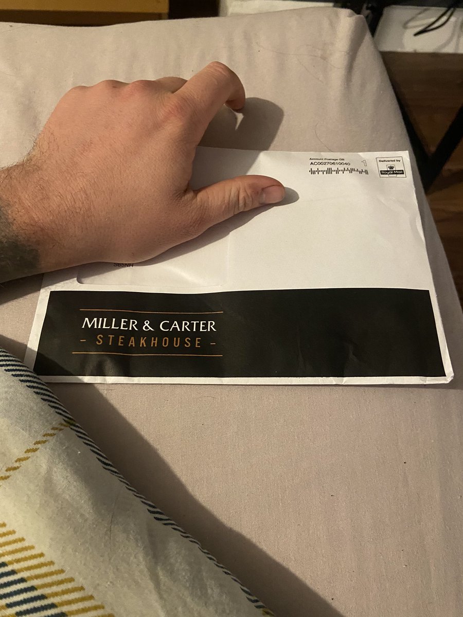 LewisJW93's tweet photo. Thanks for keeping it discreet had my mum and dads name on it too 😂 @MillerandCarter https://t.co/WC7tphd1sV