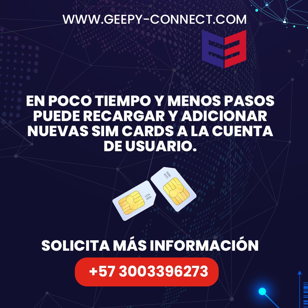 GeepyOficial's tweet photo. Somos una plataforma dinámica para autogestionar la información y datos de las SIM Cards y lo mejor, con soporte continuo y en tiempo real para ayudar cuando se necesite.
¡No espere más!
📱 👆 +57 300 339 6273

#Tecnología #Comunicaciones #inteligenciaartifical #Ciberseguridad https://t.co/H1QITjBW3h