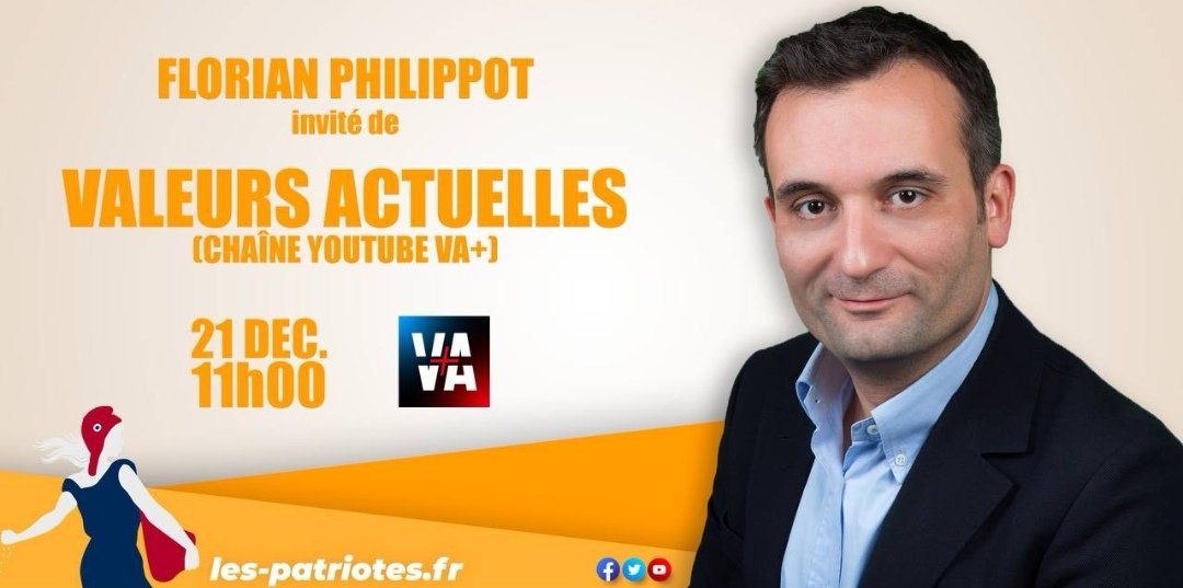 PatriotesIsere's tweet photo. ⚠️LE RDV DE DEMAIN MATIN @f_philippot président du mouvement @_LesPatriotes en direct sur la chaîne YouTube de @VAplus_! 🇫🇷
📆 Demain
🕖 À 11h
🥳 Soyez présent !
➡️ Lien : https://t.co/81vUmSglfs
#FlorianPhilippot #LesPatriotes #NonAuPassVaccinal
#liberté #VA #VAplus https://t.co/ufiGlQJpVp