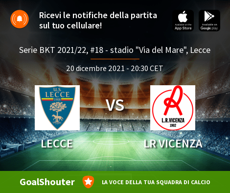 SalentoSport's tweet image. #leccevicenza: Segui la diretta su GoalShouter » goal.sh/m/vw87w222b #lecvic