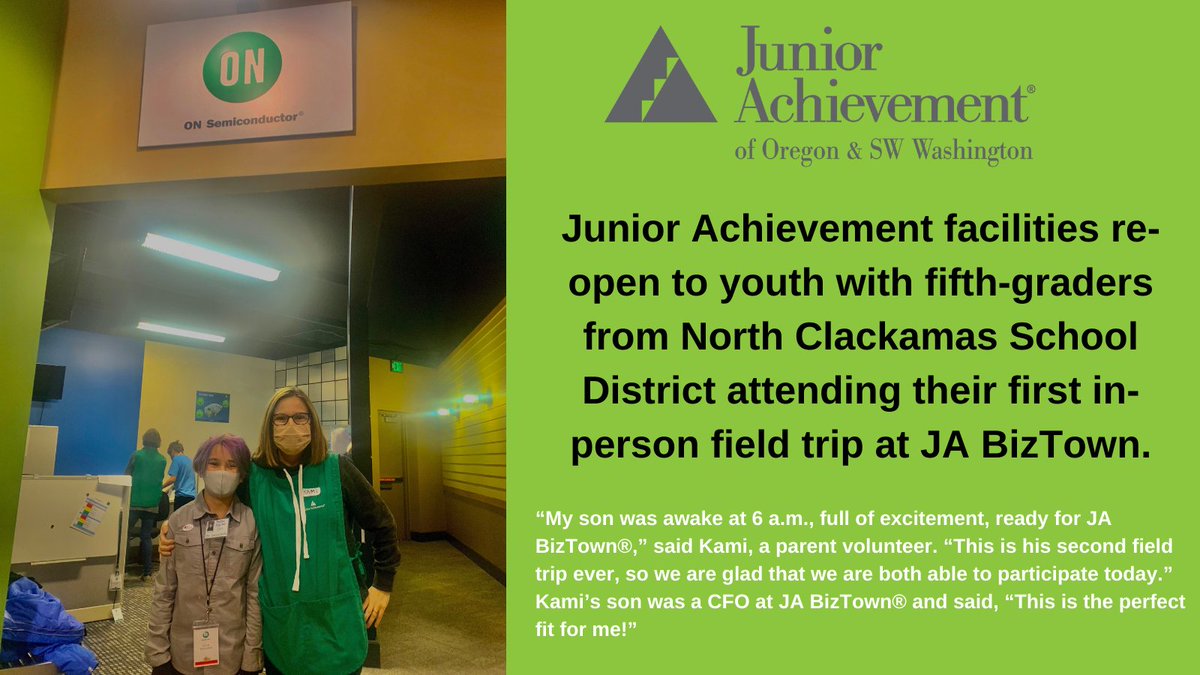 JAORSWWA's tweet photo. Check out our first 2021 JA BizTown Field Trip! 
“My son was awake at 6 a.m., full of excitement, ready for JA BizTown®,” said Kami, a parent volunteer. “This is his second field trip ever, so we are glad that we are both able to participate today.” #JABIZTOWN #JAUSA https://t.co/XxPr0A9OSY