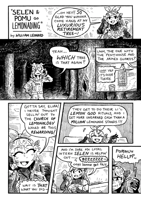 in which we answer the question "What If Pomu &amp; Selen Sold Their Lemonade Stands To An Eldritch Cult???" in 3 pages #PomuPaint #Artsuki #pendorART 