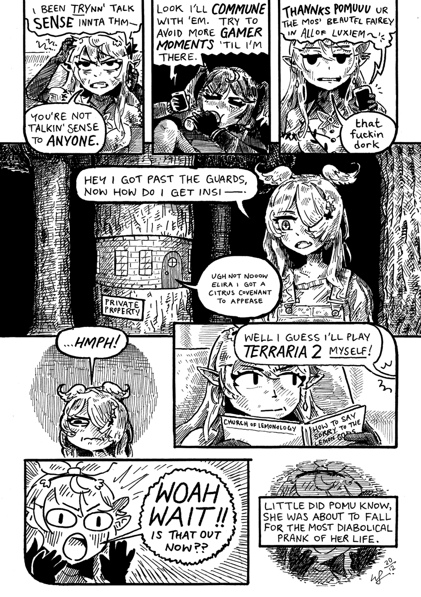 in which we answer the question "What If Pomu & Selen Sold Their Lemonade Stands To An Eldritch Cult???" in 3 pages #PomuPaint #Artsuki #pendorART 