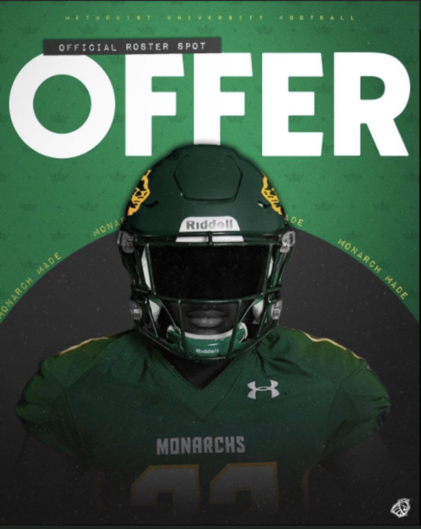 After a talk with <a href="/CoachDwill9/">Derrick Williams</a> I’m honored to say I have received my first offer from Methodist University!! <a href="/Methodist_FB/">Methodist University FB</a> <a href="/KHSCDFootball/">Knightdale Football</a> <a href="/atimmons1980/">Anthony Timmons</a>