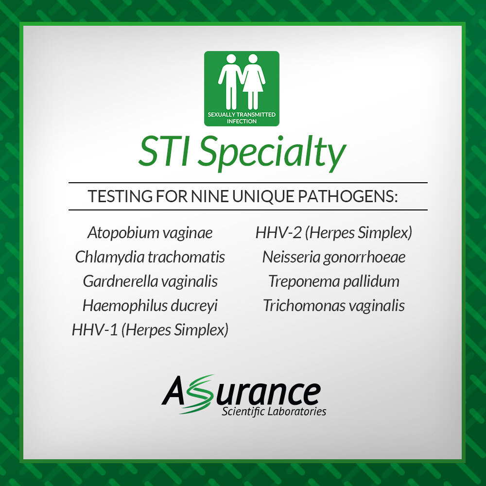 AssuranceLabs's tweet photo. We're capping off our December STI specialty feature by highlighting the breadth of our unique panel. Turn to Assurance to more effectively test your patient population for STIs. Details: https://t.co/jt6LL8vHPB https://t.co/Xow6dWFPhx