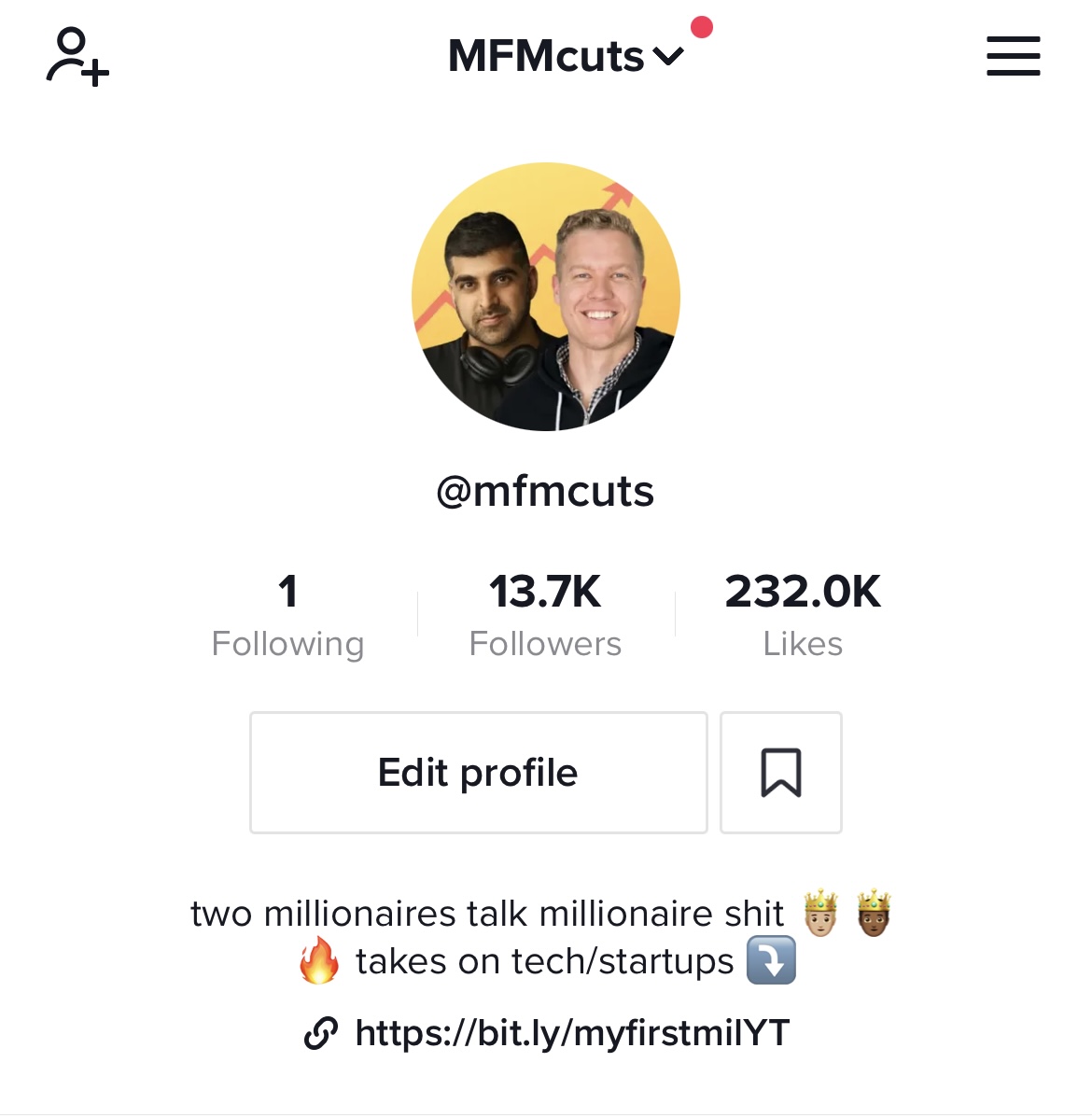 MFMcuts's tweet photo. We made 10 clips for @myfirstmilpod and it's dashing hosts @theSamParr and @ShaanVP
So far we've accrued 14K followers, 230K likes, 2M views, and 400 link in bio clicks
Let's break down this early content success in a thread
#mfmclips https://t.co/GHQtoDZ2tN