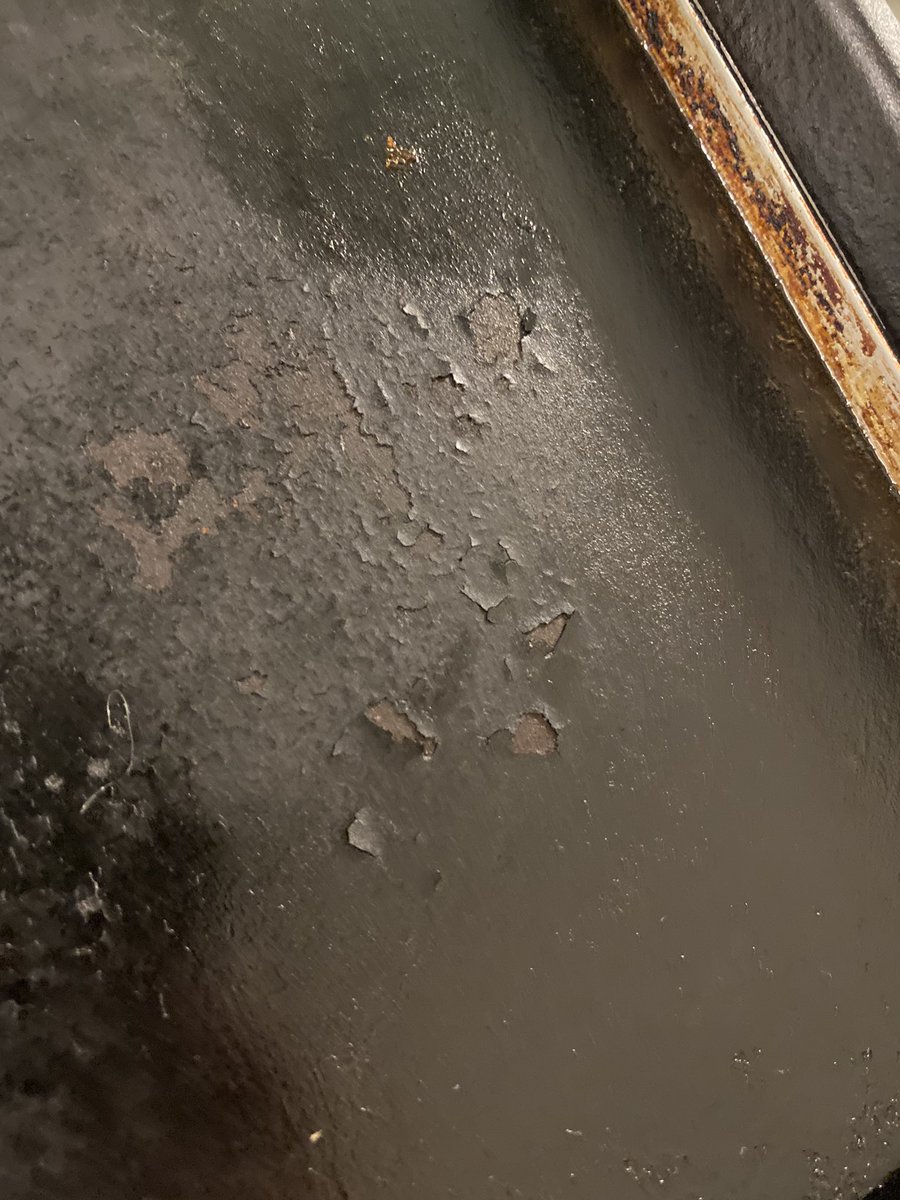 LexBarron's tweet photo. @subzerowolf Hi! Our griddle top is peeling and the service team keeps telling us this is food. Is there someone else who can please help? This is not food. https://t.co/2ZANB2E88b