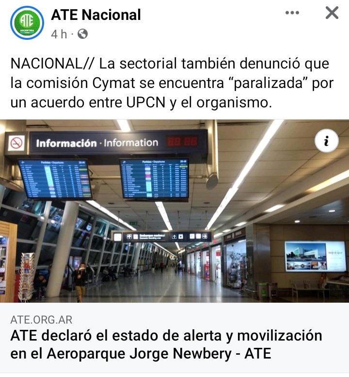 ATE_ANAC's tweet photo. #ATE declaró el estado de alerta y movilización en #Aeroparque #JorgeNewbery @ANACargentina

"La sectorial también denunció que la comisión #Cymat se encuentra “paralizada” por un acuerdo entre #UPCN y el organismo"

#ATEANACInformATE 

Lee la nota 👇📰
https://t.co/9B2rrS3Xp0 https://t.co/6FH1zr7QYp