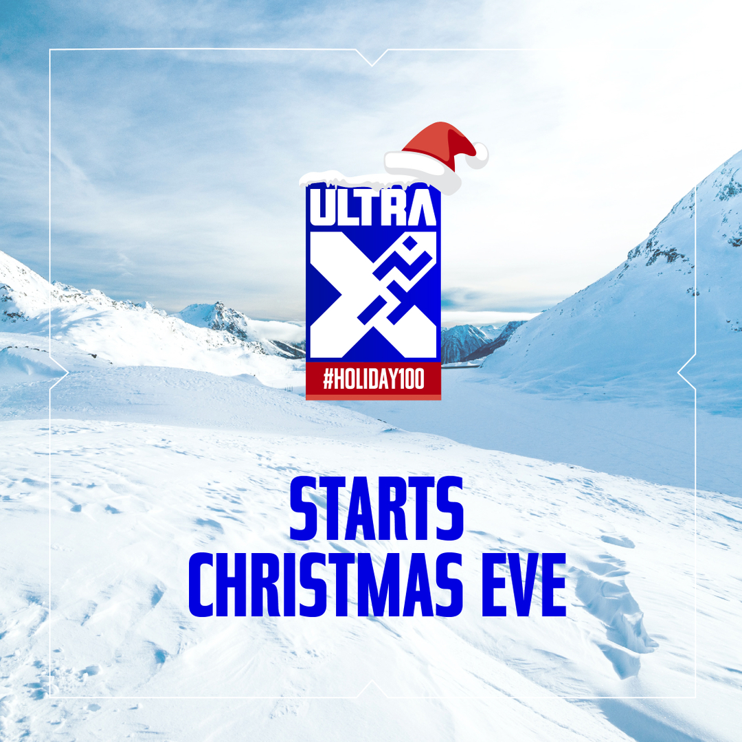 Just 4 days until the #holiday100 begins!⠀⠀⠀⠀⠀⠀⠀⠀⠀
⠀⠀⠀⠀⠀⠀⠀⠀⠀
If you do 100km in the 8 days between the 24th December and New Year, then we will send you a FREE Ultra X 2022 buff. The fastest man and woman will get a free spot to any Ultra X 125 race in 2022!