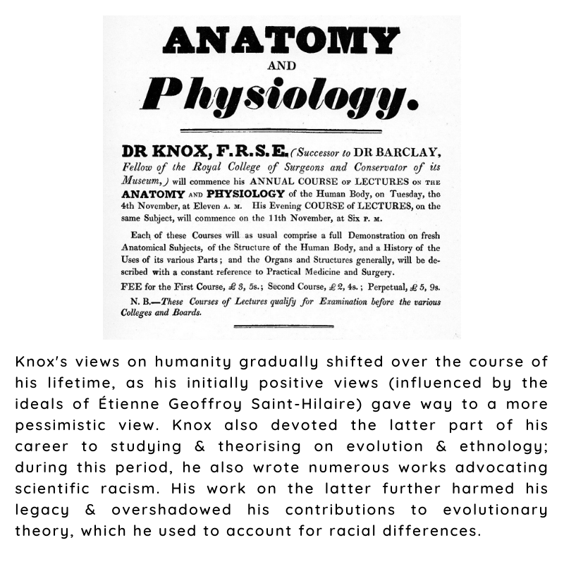 BritishHistorym's tweet photo. #otd 20 December 1862 – Robert Knox was died (b. 1791)

He was a Scottish anatomist &amp; ethnologist best known for his involvement the Burke and Hare murders. 

#robertknox #Britishhistory https://t.co/LJ6K5hea2C