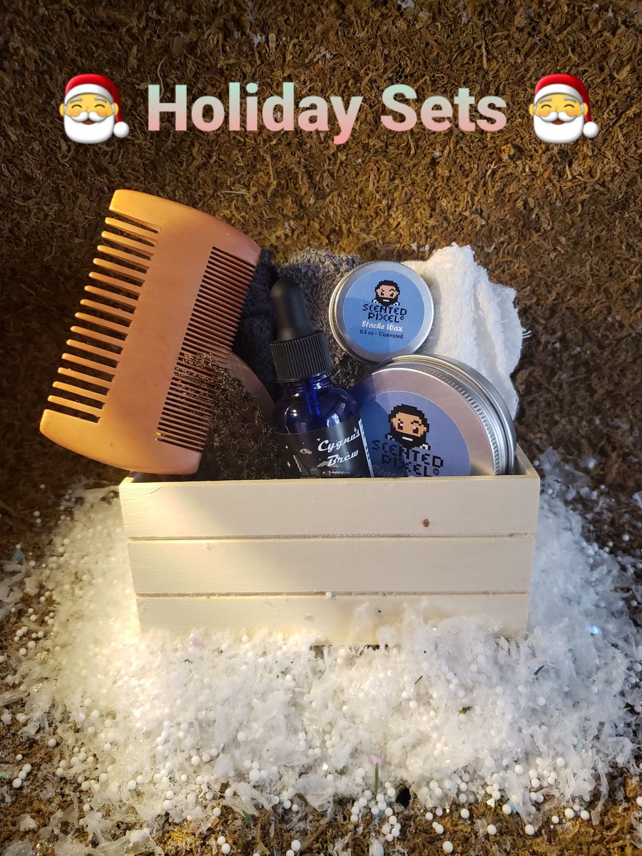 TheScentedPixel's tweet photo. We have just 3️⃣ standard sets left. The best beard care in a holiday set for only $25🧔🏽🗡

Order by tomorrow &amp; select overnight shipping for guaranteed delivery by 12/23 🎅

Shop 🔗
https://t.co/UBgtPZEVmO

#ScentedGreatness #madeinusa #natural #crueltyfree #shopsmall https://t.co/ec1GBAP6ll