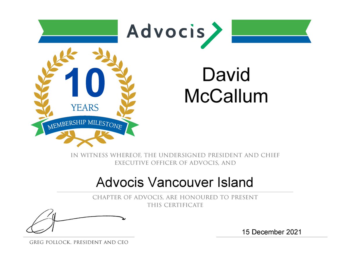 AdvocisVI's tweet photo. Congratulations to Charles Allen, Clara Yan, &amp; David McCallum on celebrating 10 years as members of Advocis, The Financial Advisors Association of Canada!!
#memberdecember #membershipmilestone #advocis #advisorscare https://t.co/alaVy0cBfq