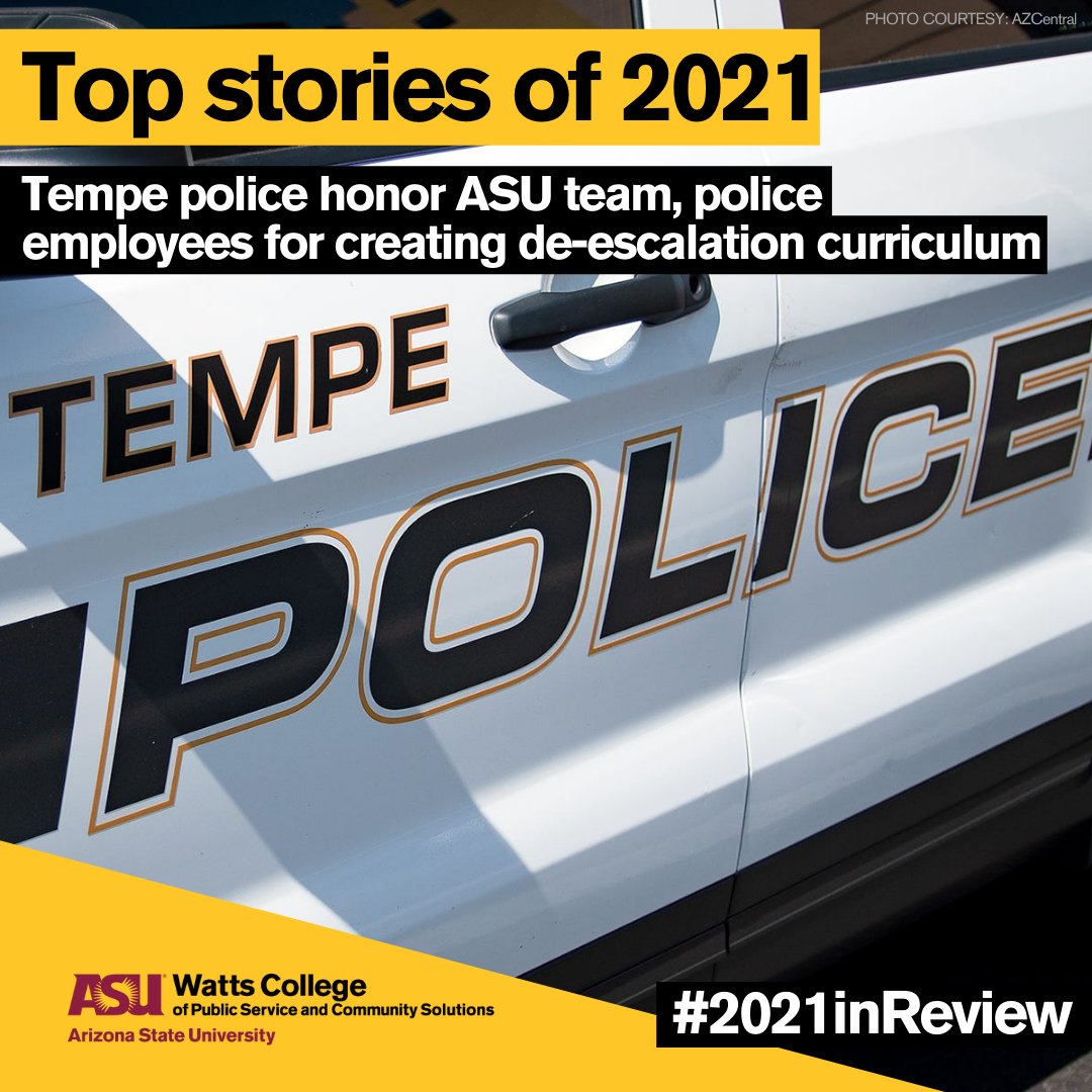 asupublicsvc's tweet photo. .@TempePolice officers now benefit from the de-escalation curriculum developed by faculty and doctoral students from @ASUCrimJustice instructional designers from @asupublicsvc and employees from the Tempe Police Department. Read more: https://t.co/8fau33MhCv https://t.co/hXMyxmY2iW