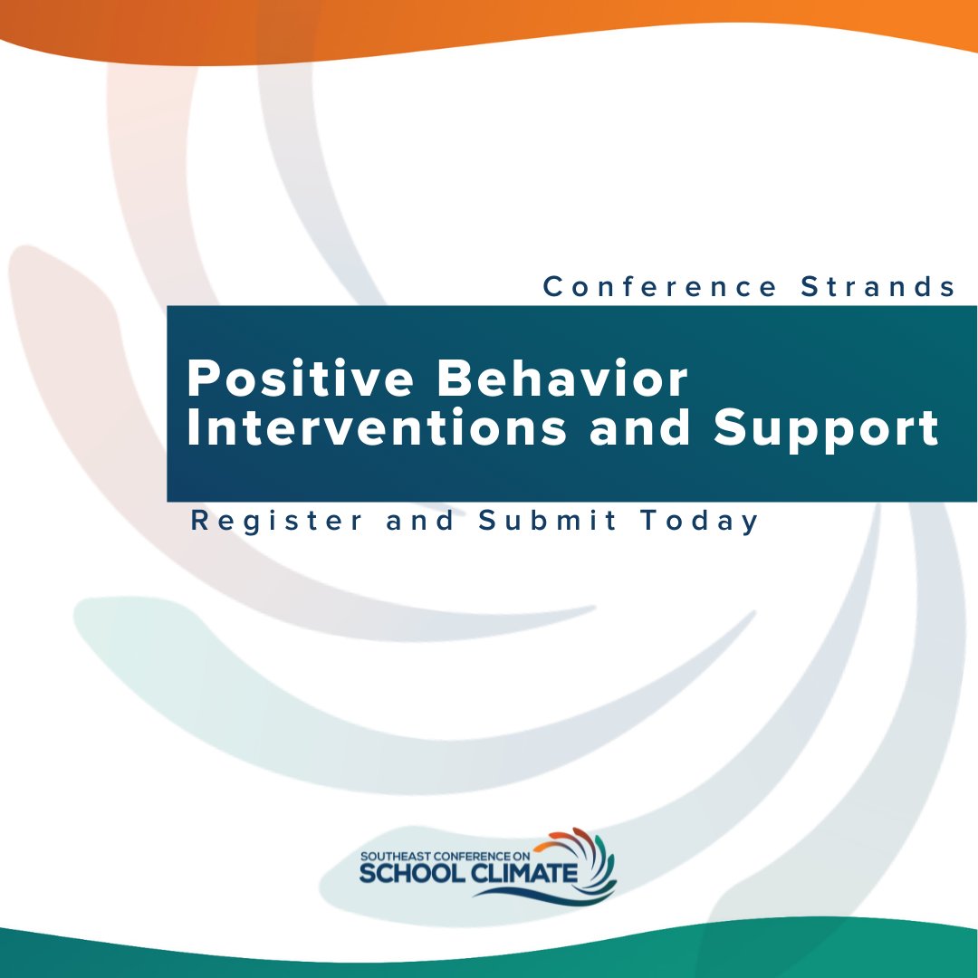 SESchoolClimate's tweet photo. Our Conference Strands: Positive Behavior Interventions and Supports (1/6)

This strand provides participants with evidence-based practices from the three-tiered framework for schools utilizing PBIS.

Learn more and submit your proposal: https://t.co/YU1IqHmaqR https://t.co/ZbOLndwCsB