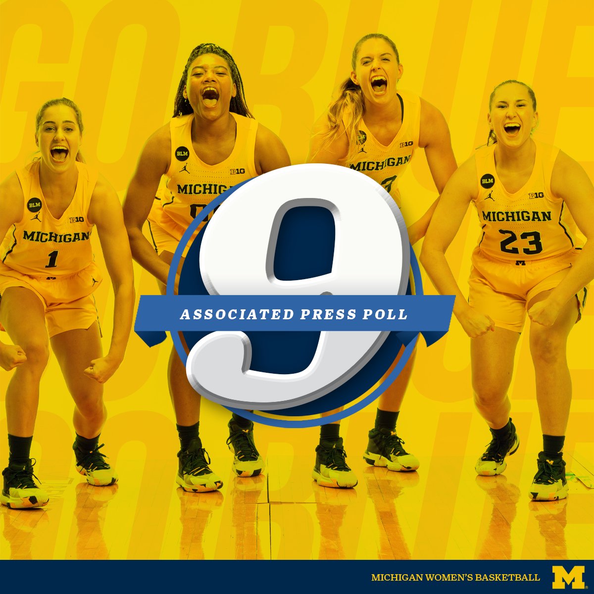 umichwbball's tweet photo. For the first time in program history, Michigan is in the top 10 of the @AP_Top25 poll - coming in at No. 9 following yesterday's top-five win.

#GoBlue https://t.co/49AbxtcxKK