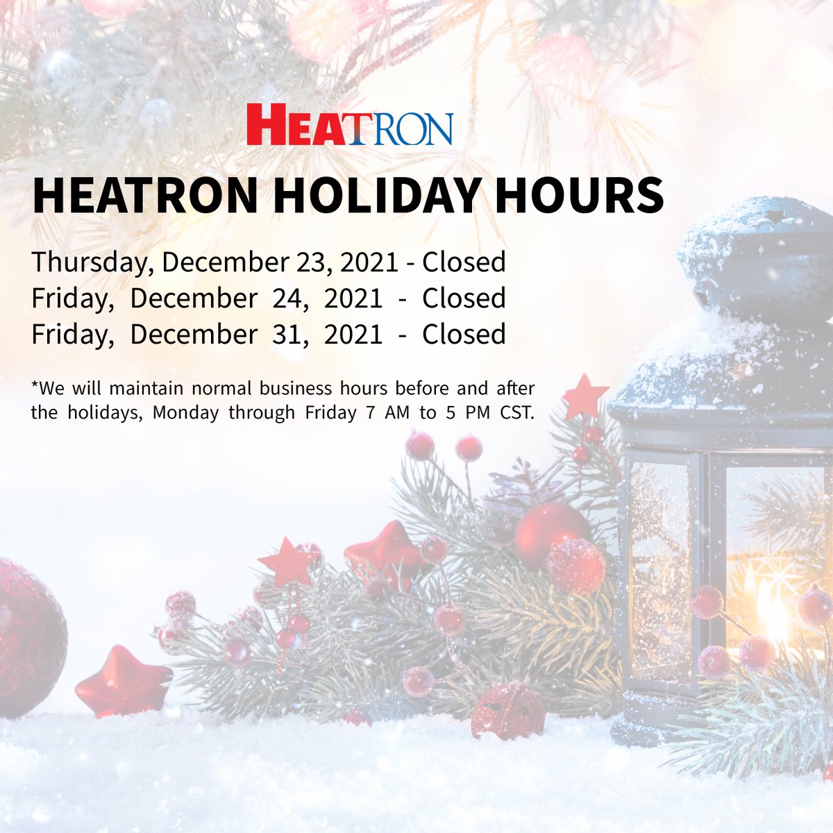heatron's tweet photo. We wish everyone a safe and happy holiday season! https://t.co/btBTYKLgK7