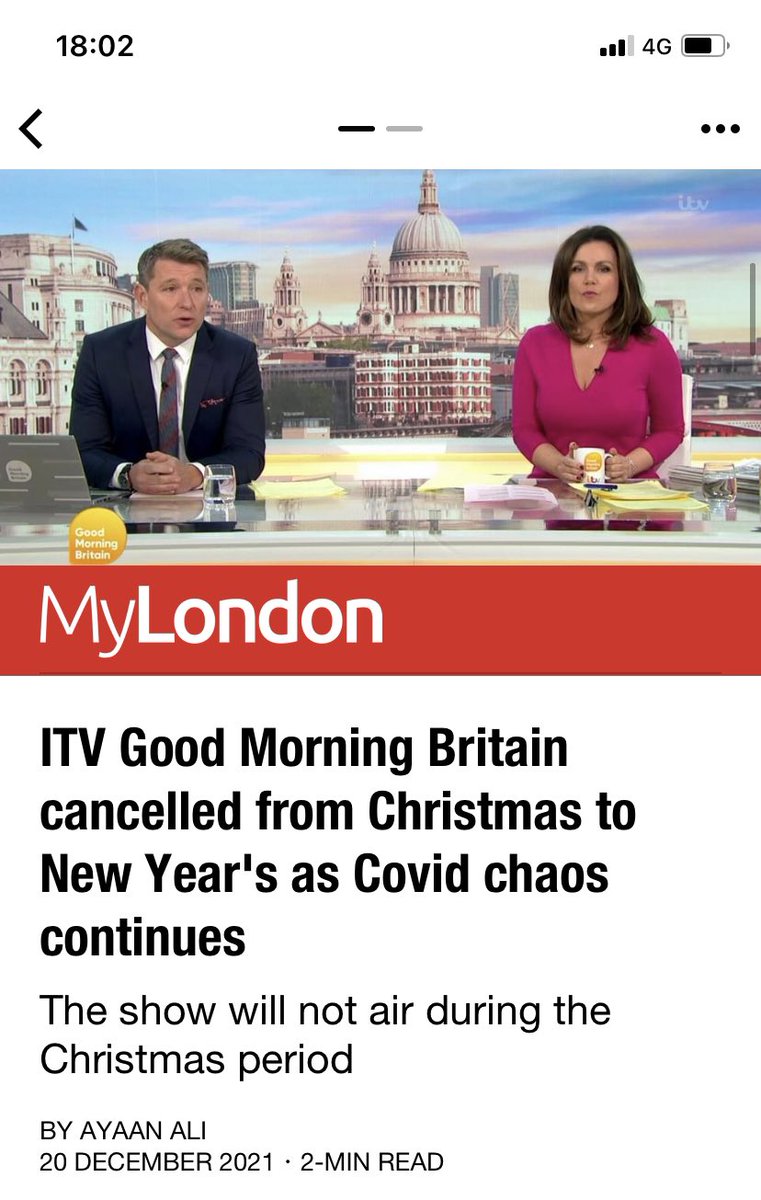 mitrebarnet's tweet photo. GMB taken off air over Christmas - that will reduce the pandemic for sure! https://t.co/X1xk7UuSMb