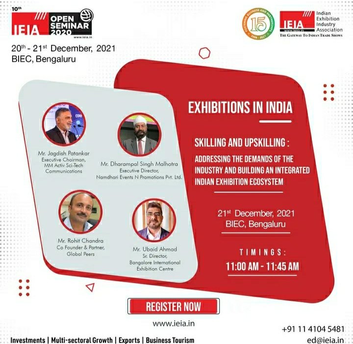 Don't miss the interesting session on #Skilling and #Upskilling @IEIA_sec Open Seminar where @PatankarJagdish our Executive Chairman will share his wisdom. To register visit ieia.in/ieiaos2021/onl… #Exhibitions #MMActiv