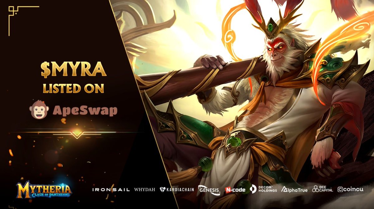 Mytheria_MYRA's tweet photo. 🔥 BIG NEWS, MYTHERIANS!

#MYTHERIA: Clash of Pantheons Token ($MYRA) is listed on @ape_swap. You can stake $GNANA to earn $MYRA from now.

🔥 So what are you waiting for? Let’s take notes and follow our launch updates on our channels to make sure you won't miss it! https://t.co/Fzok8KtKps